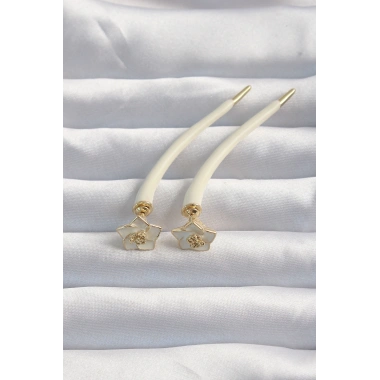 Pirinç Krem Renk Botega Küpe