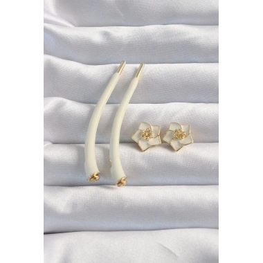 Pirinç Krem Renk Botega Küpe