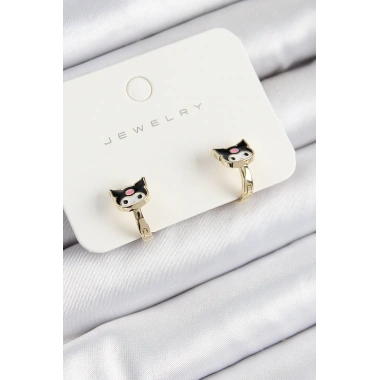 Pirinç Kuromi Model Gold Renk Çocuk Küpe