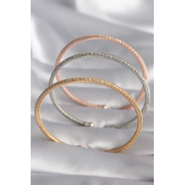 Pirinç Mix Renk Hasır Model Zirkon Taş Detay Kadın Bileklik Seti