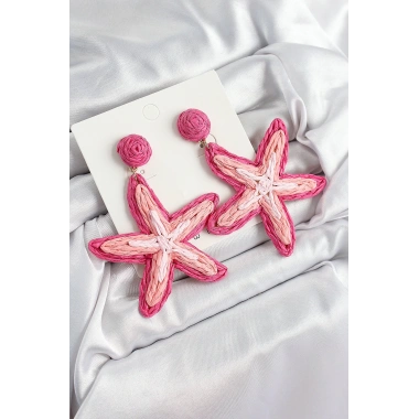 Pirinç Pembe Deniz Yıldızı Model Gold Renk Kadın Hasır Küpe
