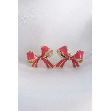 Pirinç Pembe Renk Fiyonk Küpe