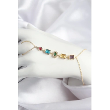 Pirinç Renkli Zirkon Taşlı Model Gold Renk Şahmeran