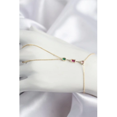 Pirinç Renkli Zirkon Taşlı Model Gold Renk Şahmeran