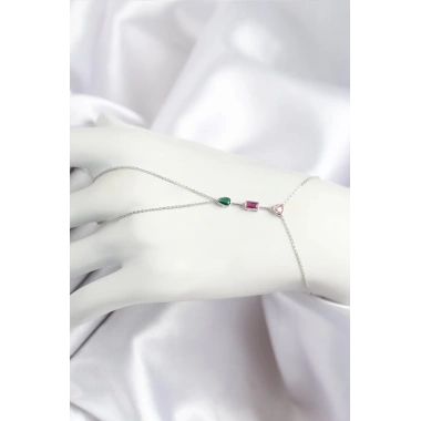 Pirinç Renkli Zirkon Taşlı Model Gümüş Renk Şahmeran