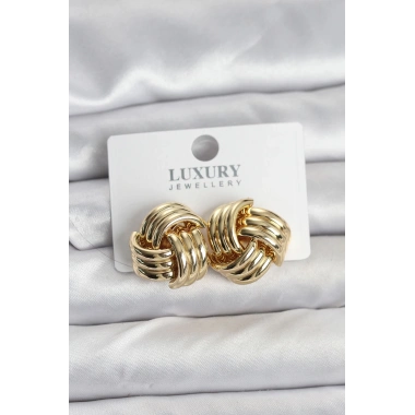 Pirinç Sarmal Gold Renk Kadın Küpe