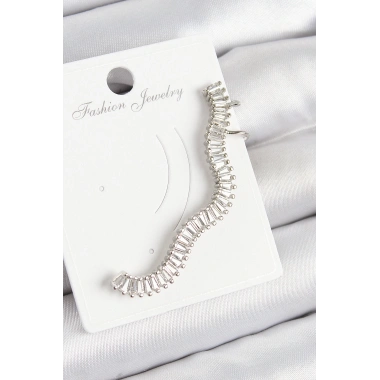 Pirinç Su Yolu Model Gümüş Renk Sağ Kıkırdak Küpe