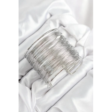 Pirinç Tel Sarma Model Gümüş Renk Kadın Bileklilk