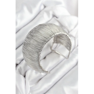 Pirinç Tel Sarma Model Gümüş Renk Kadın Bileklilk