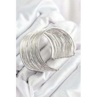 Pirinç Tel Sarma Model Gümüş Renk Kadın Bileklilk