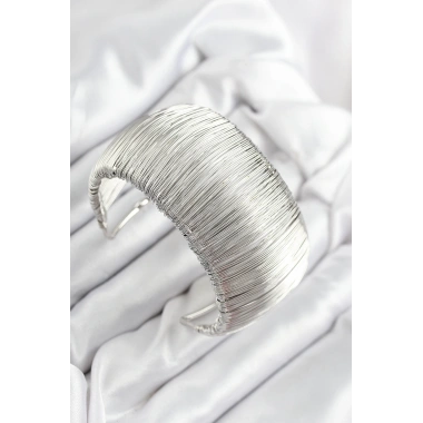 Pirinç Tel Sarma Model Gümüş Renk Kadın Bileklilk