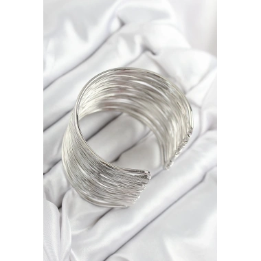 Pirinç Tel Sarma Model Gümüş Renk Kadın Bileklilk