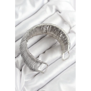 Pirinç Tel Sarma Model Gümüş Renk Kadın Bileklilk