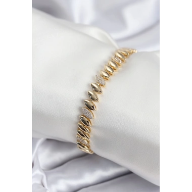 Pirinç VIP Seri Gold Renk Arpa Model Kadın Bileklik