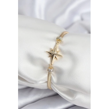 Pirinç VIP Seri Gold Renk Kutup Yıldızı Model Kadın Bileklik