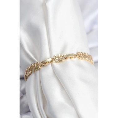 Pirinç VIP Seri Gold Renk Oval Sıralı Kadın Bileklik