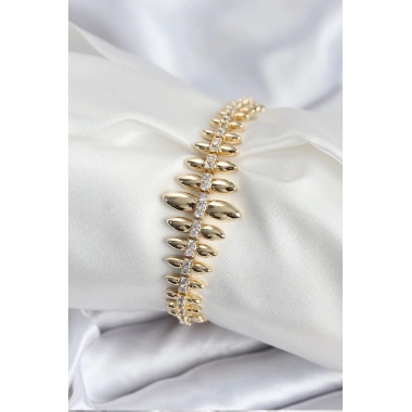 Pirinç VIP Seri Gold Renk Sıralı Damla Model Kadın Bileklik