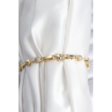 Pirinç VIP Seri Gold Renk Topçuk Model Kadın Bileklik