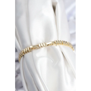 Pirinç VIP Seri Gold Renk Zirkon Taşlı Arpa Model Kadın Bileklik