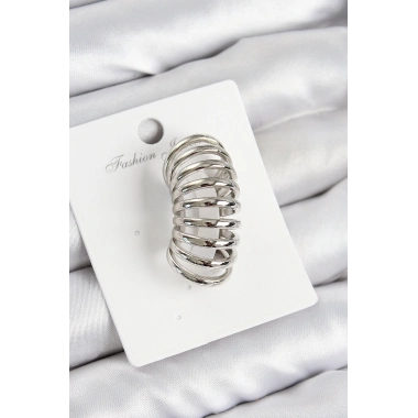 Pirinç Yay Model Gümüş Renk Sağ Kıkırdak Küpe