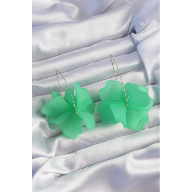 Pirinç Yeşil Renkli Flora Küpe