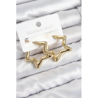 Pirinç Yıldız Model Gold Renk Kadın Küpe