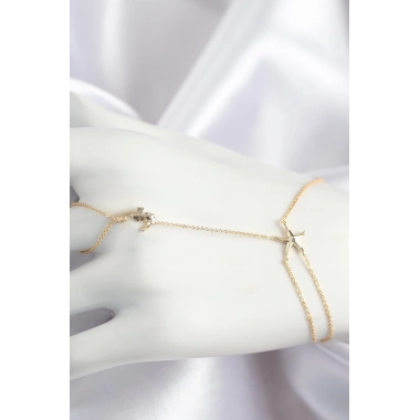 Pirinç Zirkon Taşlı Deniz Atı Ve Yıldız Model Gold Renk Şahmeran