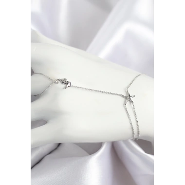 Pirinç Zirkon Taşlı Deniz Atı Ve Yıldız Model Gümüş Renk Şahmeran