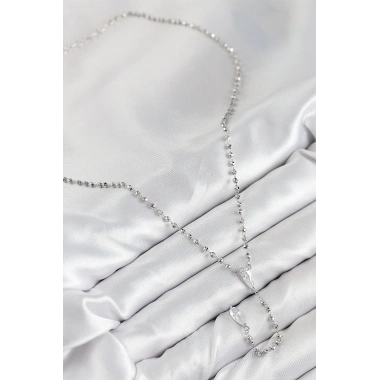 Pirinç Zirkon Taşlı Gümüş Renk Kadın Y Kolye