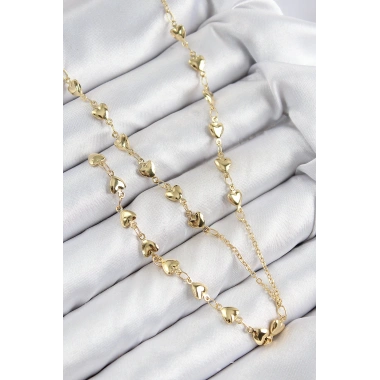 Pirinç Zirkon Taşlı Kalp Model Gold Renk Y Kolye
