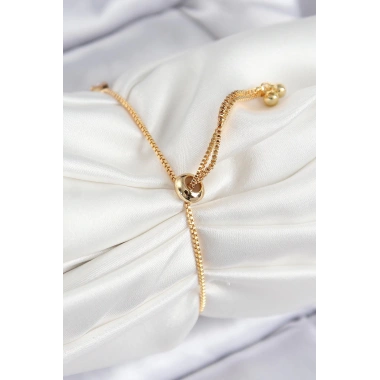 Pirinç Zirkon Taşlı Kare Model Gold Renk Asansörlü Kadın Bileklik