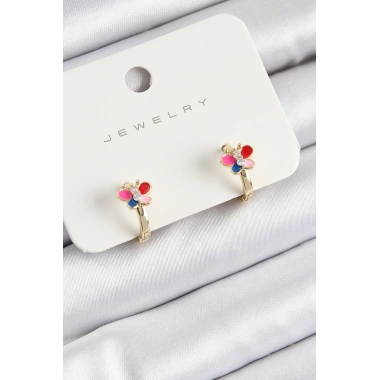 Pirinç Zirkon Taşlı Kelebek Model Gold Renk Çocuk Küpe