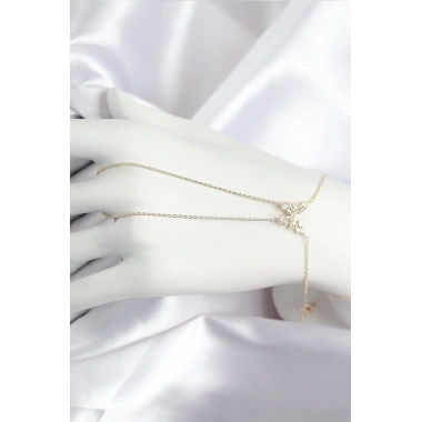 Pirinç Zirkon Taşlı Kelebek Model Gold Renk Şahmeran