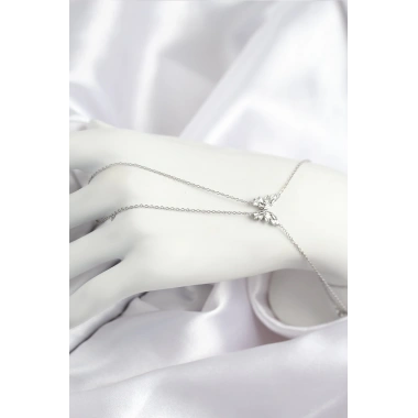 Pirinç Zirkon Taşlı Kelebek Model Gümüş Renk Şahmeran