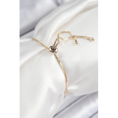 Pirinç Zirkon Taşlı Kuğu Model Gold Renk Asansörlü Kadın Bileklik