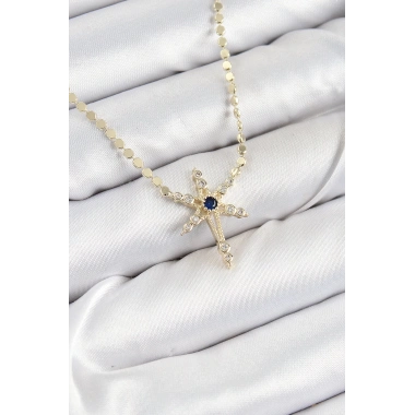 Pirinç Zirkon Taşlı Kutup Yıldızı Model Ezme Zincir Gold Renk Kadın Kolye