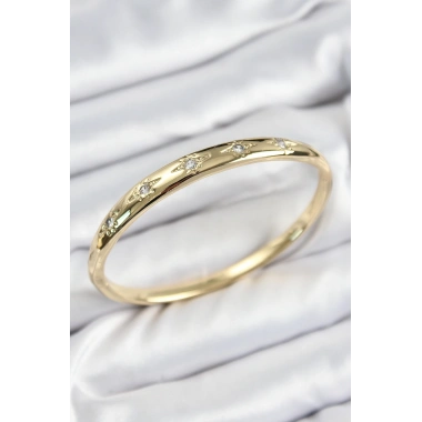 Pirinç Zirkon Taşlı Kutup Yıldızı Model Gold Renk Kadın Kelepçe
