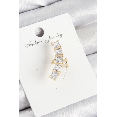 Pirinç Zirkon Taşlı Model Gold Renk Sağ Kıkırdak Küpe