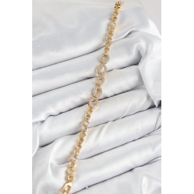 Pirinç Zirkon Taşlı Oval Model Gold Renk Kadın Bileklik