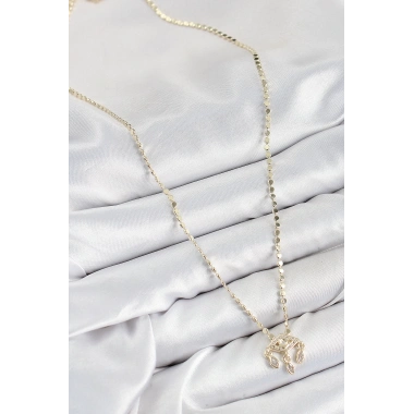 Pirinç Zirkon Taşlı Sallantılı Göz Model Ezme Zincir Gold Renk Kadın Kolye