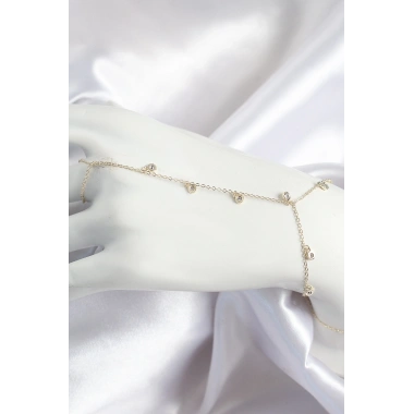 Pirinç Zirkon Taşlı Sallantılı Model Gold Renk Kadın Şahmeran