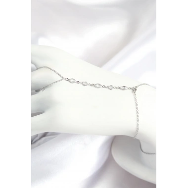 Pirinç Zirkon Taşlı Y Model Gümüş Renk Kadın Şahmeran