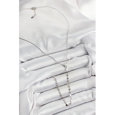 Pirinç Zirkon Taşlı Yıldız Figürlü Y Model Gümüş Renk Kadın Kolye