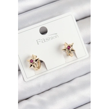 Pirinç Zirkon Taşlı Yıldız Model Gold Renk Çocuk Küpe