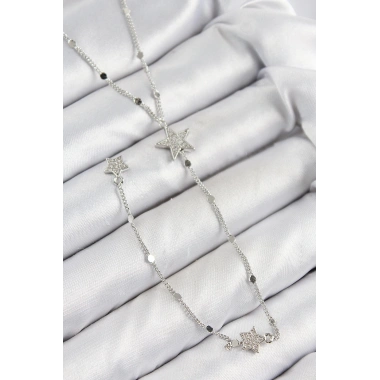 Pirinç Zirkon Taşlı Yıldız Model Gold Renk Y Kolye