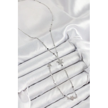 Pirinç Zirkon Taşlı Yıldız Model Gold Renk Y Kolye