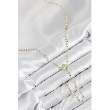 Pirinç Zirkon Taşlı Yonca Model Gold Renk Kadın Y Kolye