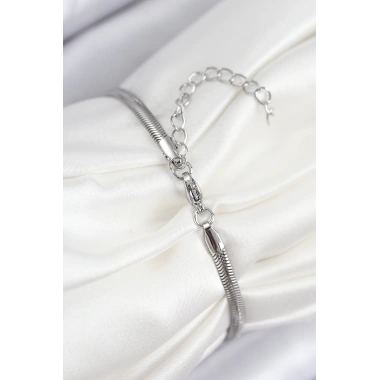 Pirinç Zirkon Taşlı Yonca Model Gümüş Renk Kadın Bileklik