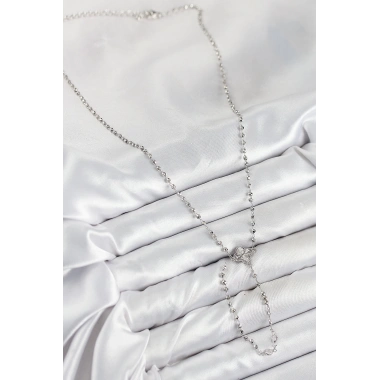 Pirinç Zirkon Taşlı Yonca Model Gümüş Renk Kadın Y Kolye