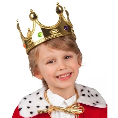 Plastik Kral Tacı Altın Renk Çocuk Boy